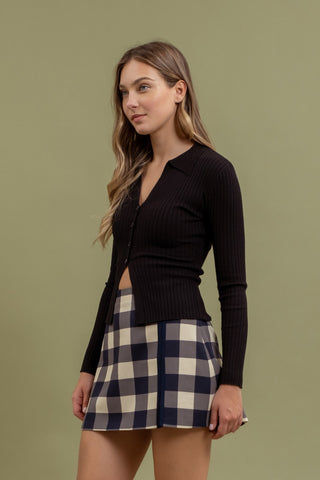 COLLARED BUTTON DOWN KNIT