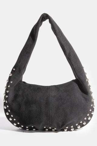 SUEDE METALLIC STUDDED HANDBAG