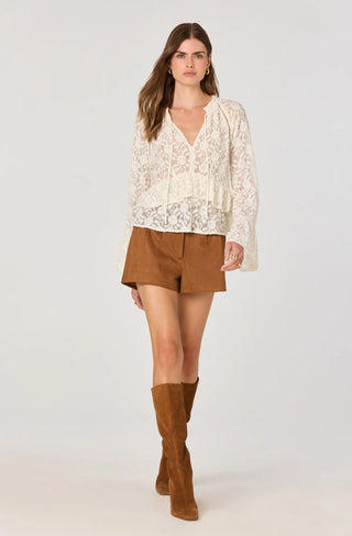 ASTR THE LABEL cream lace sheer top