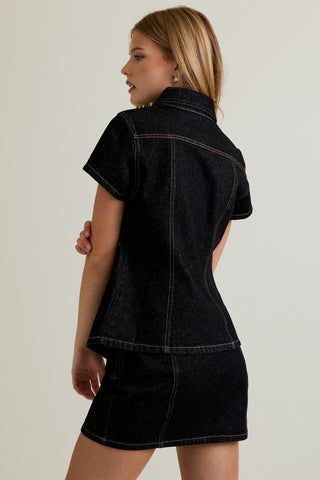 FARRIS DENIM BUTTON UP TOP