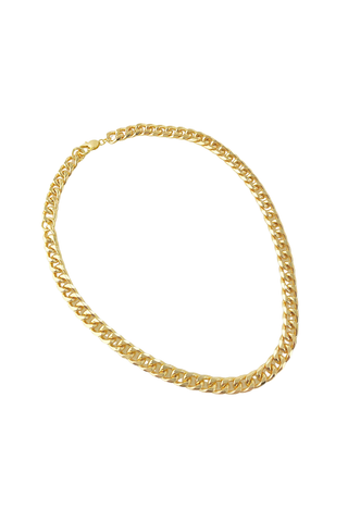 Gold chain bracelet on a white background