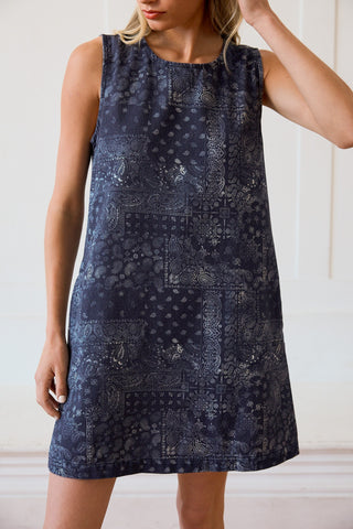 BANDANA BLUE SHIFT DRESS