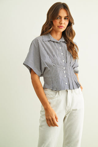 LILLIAN STRIPE BUTTON UP TOP