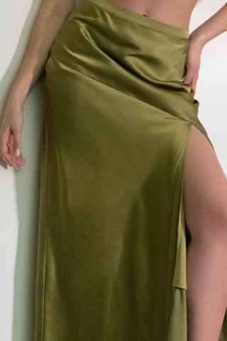 SATIN ASYMMETRICAL MIDI SKIRT