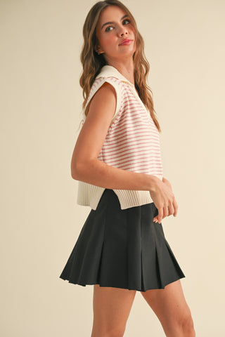 PINK STRIPED COLLAR VEST