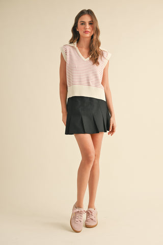PINK STRIPED COLLAR VEST