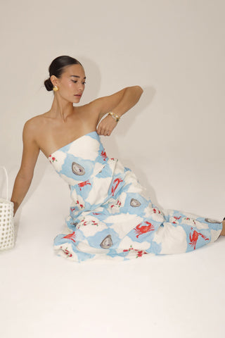 STRAPLESS MAXI CRAB DRESS