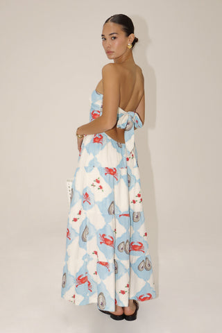 STRAPLESS MAXI CRAB DRESS