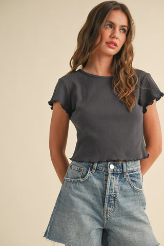 DARK GREY WAFFLE TEE