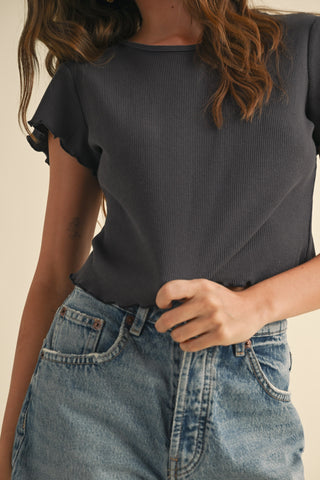DARK GREY WAFFLE TEE