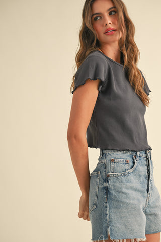 DARK GREY WAFFLE TEE