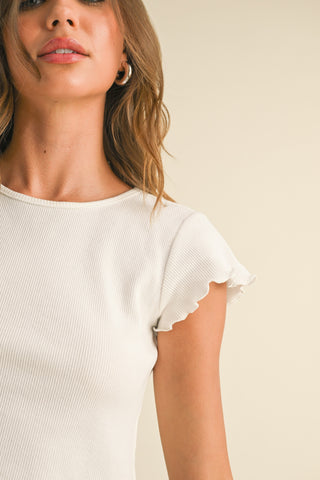WHITE WAFFLE TEE