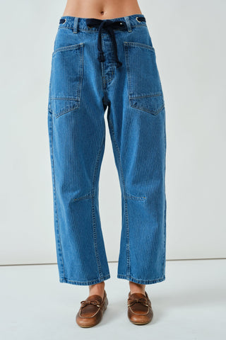 DRAWSTRING WAIST BARREL DENIM