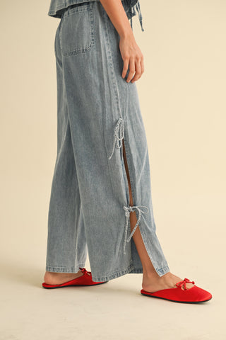 DENIM TIED SIDE PANT