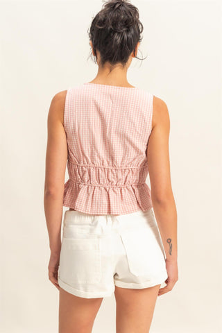 PINK GINGHAM TANK TOP