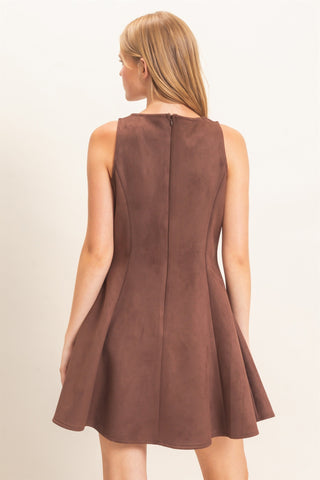 ATLAS BROWN SUEDE MINI DRESS