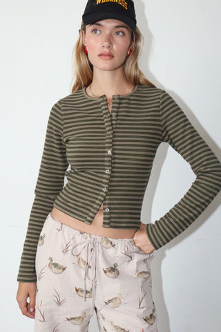 EILEEN STRIPE GREEN LONG SLEEVE