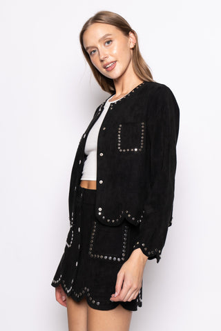 BLACK STUDDED SUEDE JACKET