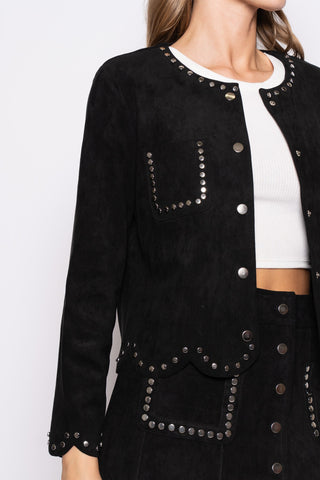 BLACK STUDDED SUEDE JACKET