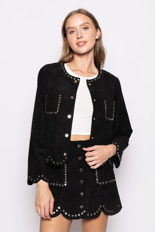 BLACK STUDDED SUEDE JACKET
