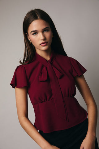 SCARF NECK CHIFFON TOP