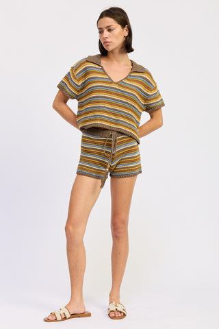 KNITTED STRIPE CROCHET TOP