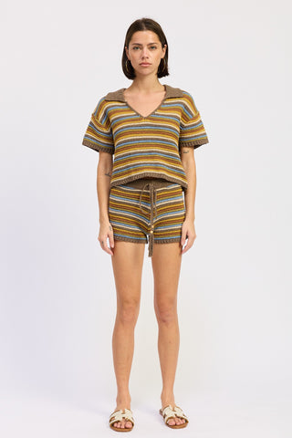 KNITTED STRIPE CROCHET TOP