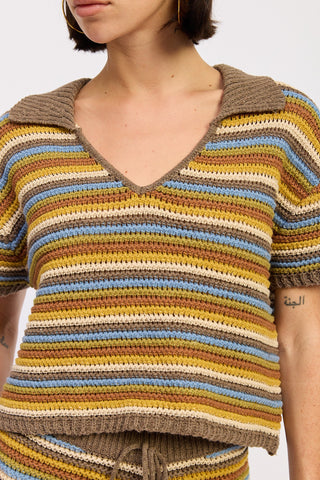 KNITTED STRIPE CROCHET TOP