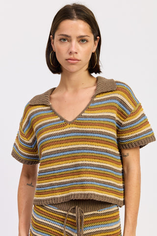 KNITTED STRIPE CROCHET TOP