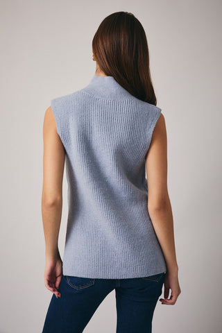 DUSTY BLUE SLEEVELESS SWEATER TOP