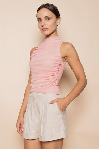RASHA RUCHED MESH TOP