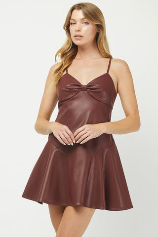 NIY BURGUNDY  LEATHER DRESS