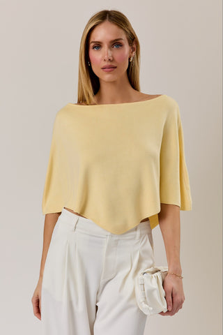 YELLOW PANCHO KNIT TOP