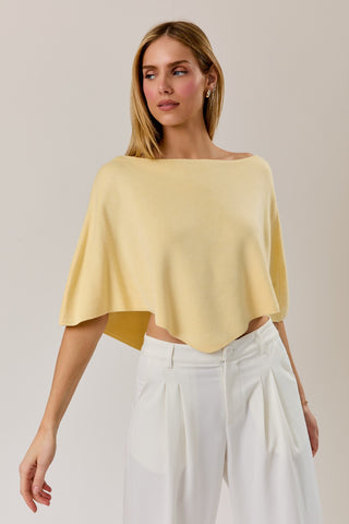 YELLOW PANCHO KNIT TOP