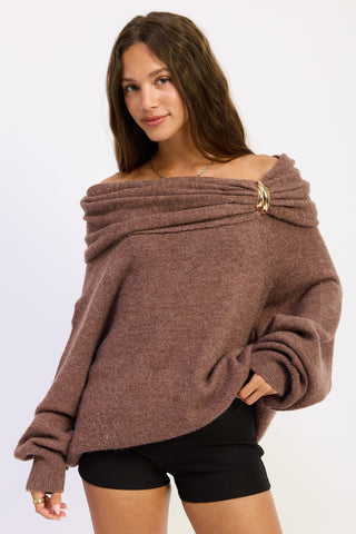 SNDY OFF THE SHOULDER SWEATER