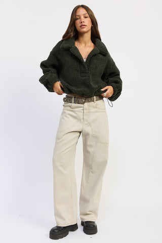 SARA SHERPA FLEECE TOP