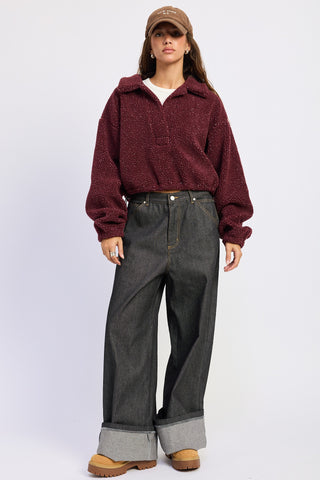 SARA SHERPA FLEECE TOP