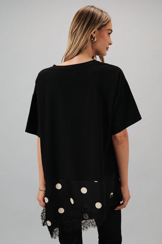 ASYMMETRICAL POLKA DOT TEE