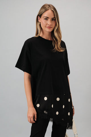 ASYMMETRICAL POLKA DOT TEE