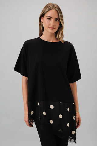 ASYMMETRICAL POLKA DOT TEE