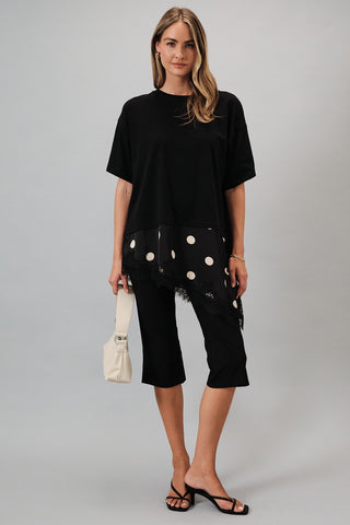 ASYMMETRICAL POLKA DOT TEE