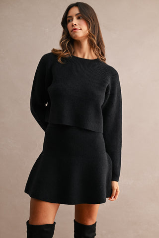 BLACK ANNA FLARE KNIT SKIRT