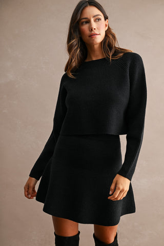 BLACK ANNA FLARE KNIT SKIRT