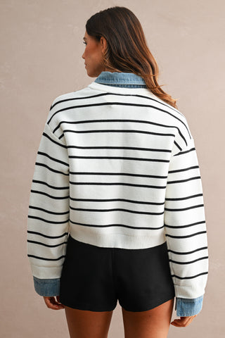 CARRIE DENIM COLLAR SWEATER