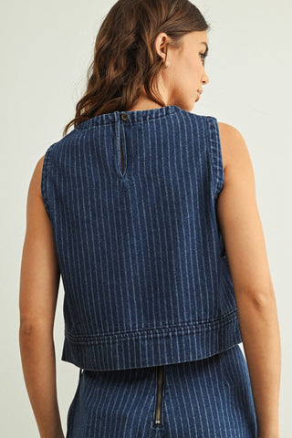 PINSTRIPE SLEEVELESS TOP