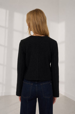 BLACK TWEED BUTTON DOWN JACKET