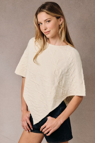 CABLE KNIT PONCHO SWEATER