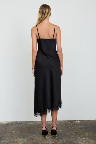 SATIN DEEP V NECK SLIP DRESS