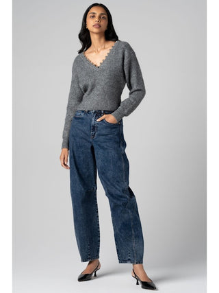 BLANKNYC- SWEATER WITH SILVER PEARLS