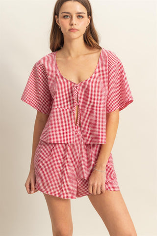 BAXTER RED GINGHAM TOP